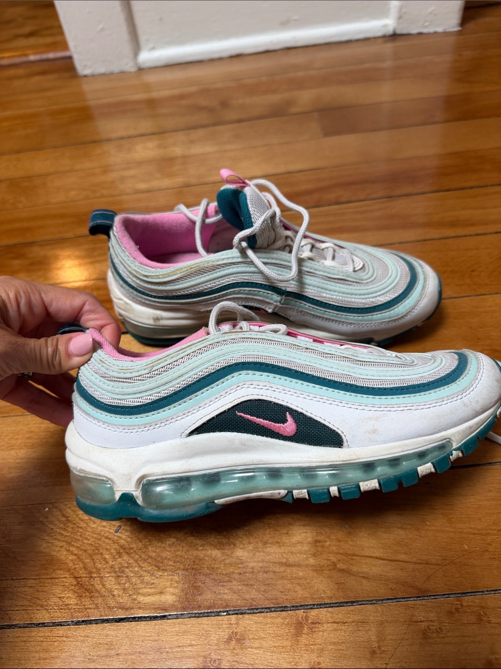 Nike air max -  Pink and Aqua Athletic Shoes